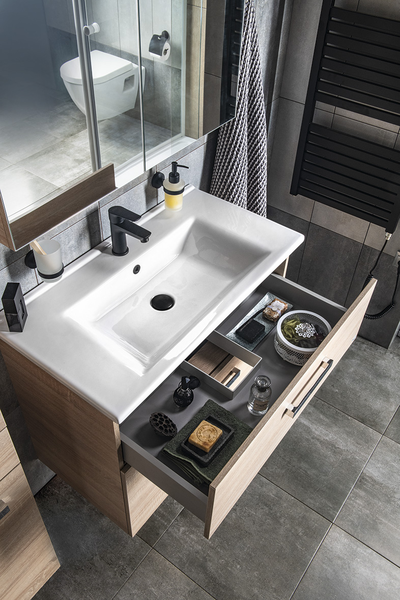 VEGA umyvadlová skříňka 82x67,6x43,8cm, 2x zásuvka, dub platin VG883