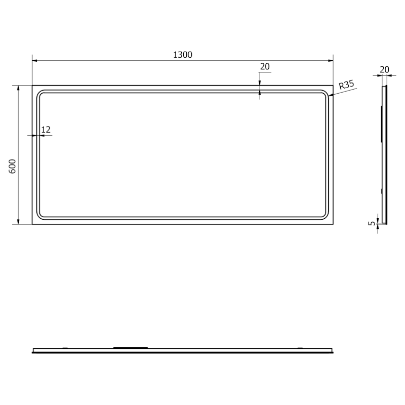 GEMINI zrcadlo s LED osvětlením 130x60cm GM130