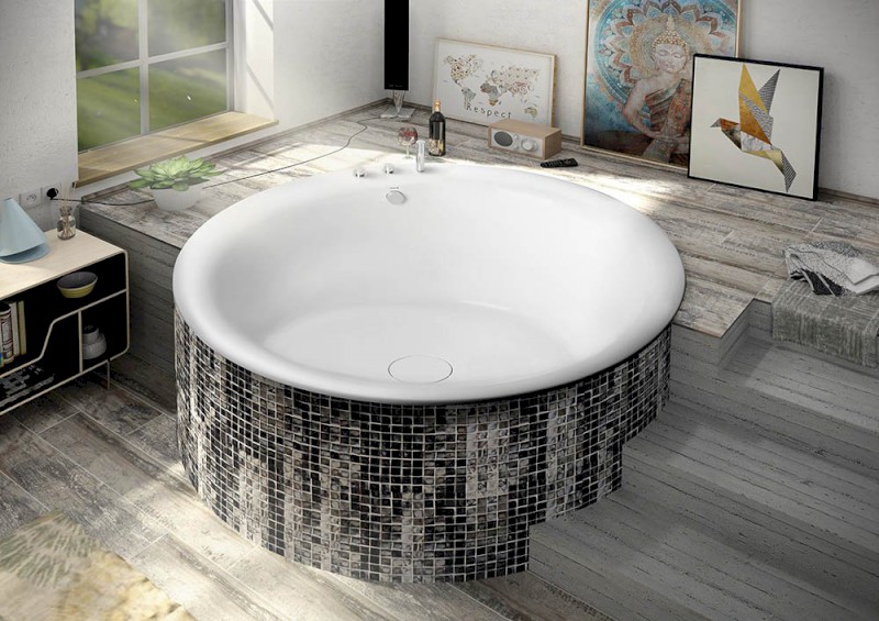 OBLO kulatá vana s konstrukcí 165x48cm, bílá 72840