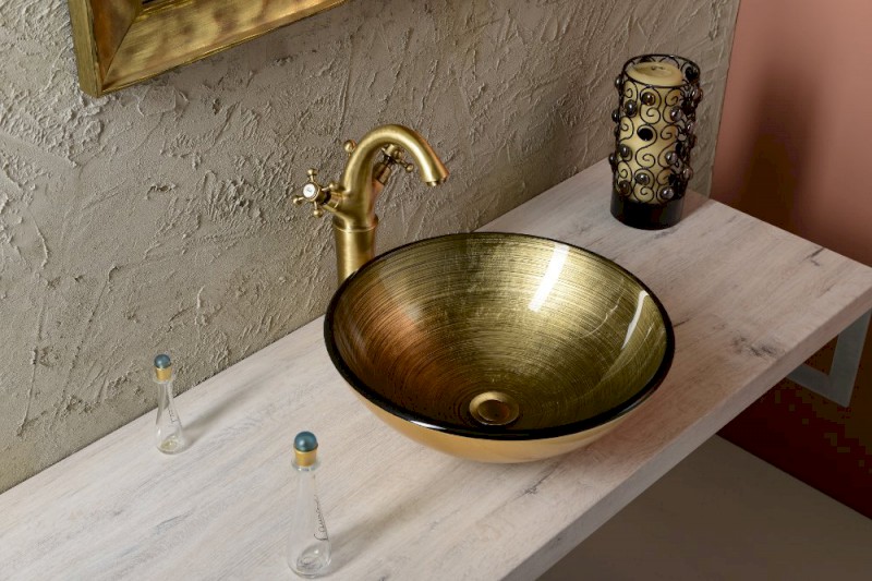 ANTEA stojánková umyvadlová baterie vysoká s výpustí, výška 300mm, bronz 3276L