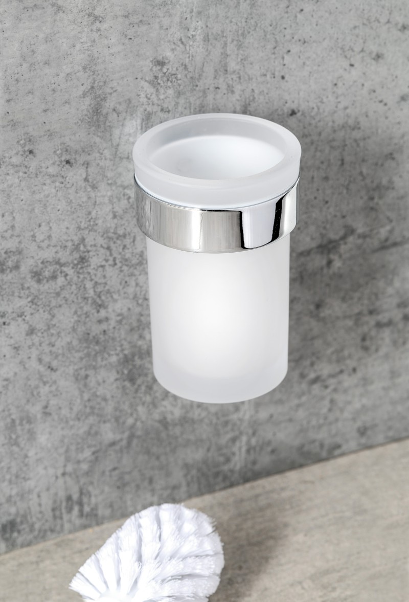 PIRENEI WC štětka závěsná, mléčné sklo, chrom PI330313