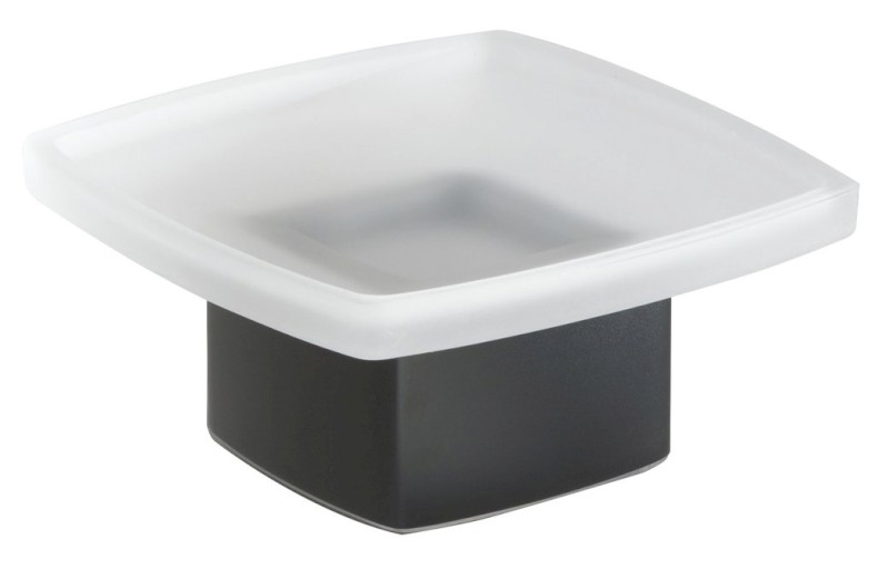 LOUNGE mýdlenka na postavení, mléčné sklo, černá mat 545114