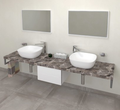 AVICE deska pod umyvadlo 210x50cm, tl.5cm, šedý kámen AV2110