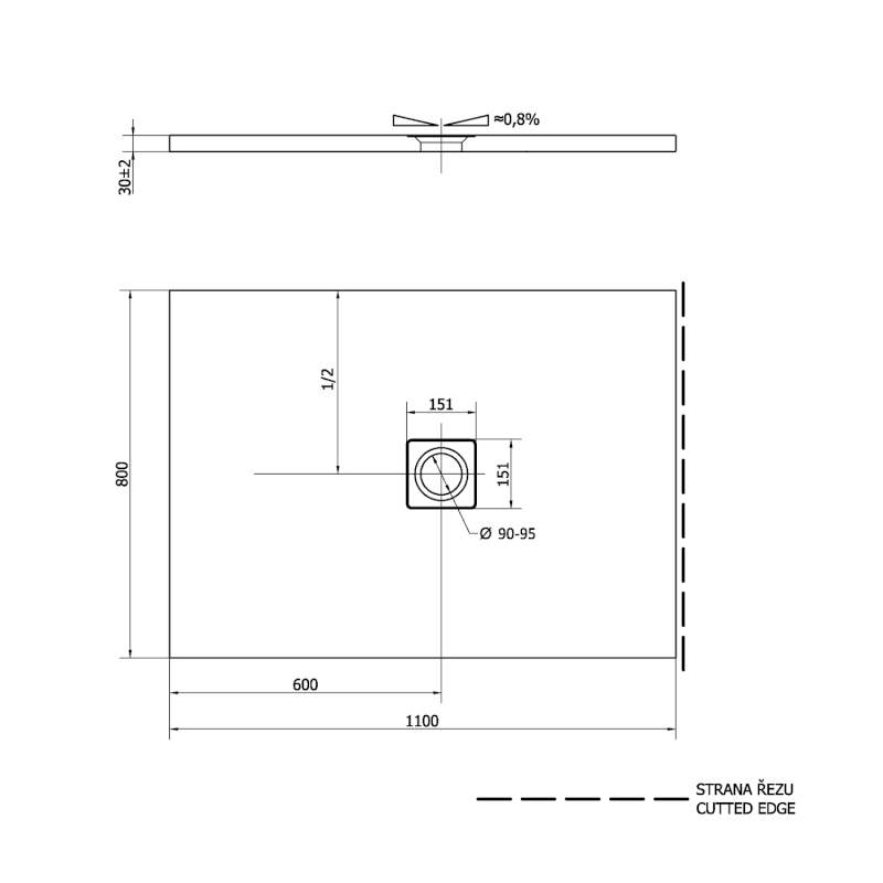 FLEXIA vanička z litého mramoru s možností úpravy rozměru, 110x80cm 72924