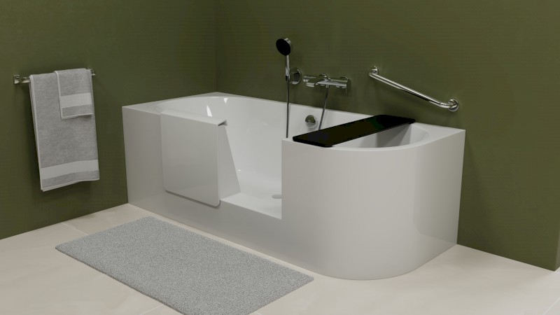 PORTAS L asymetrická vana s dvířky, 180x75x60cm, bílá 75551