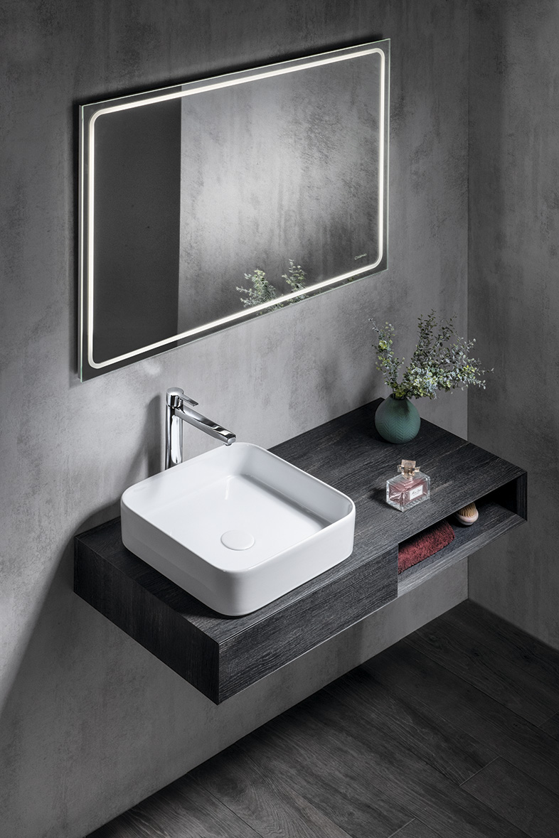 BLADE keramické umyvadlo na desku, 40x40cm, bílá WH050