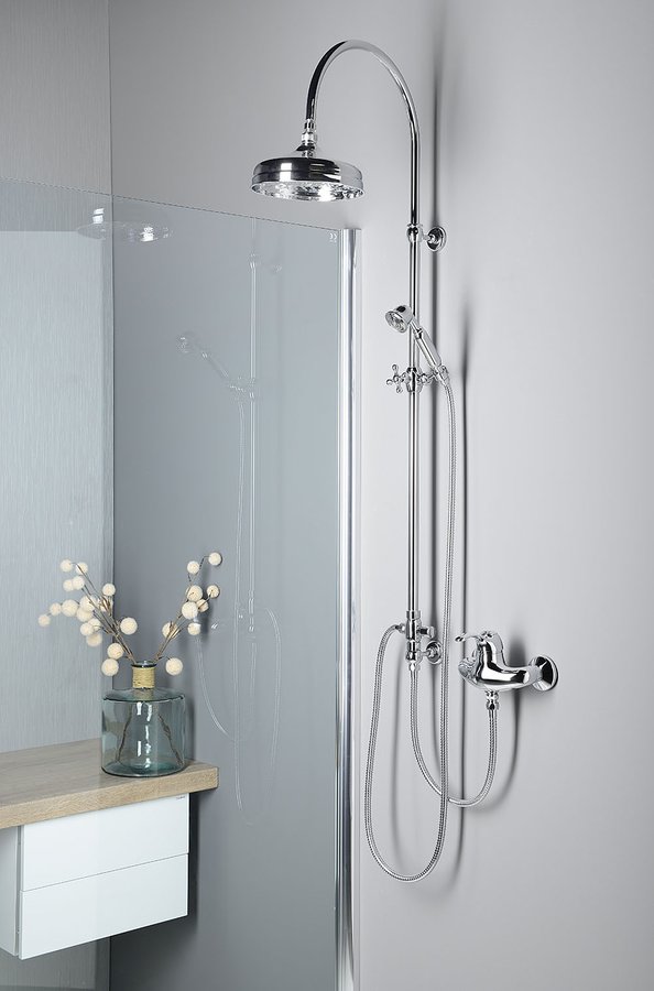 VANITY sprchový sloup k napojení na baterii, hlavová, ruční sprcha, chrom SET061