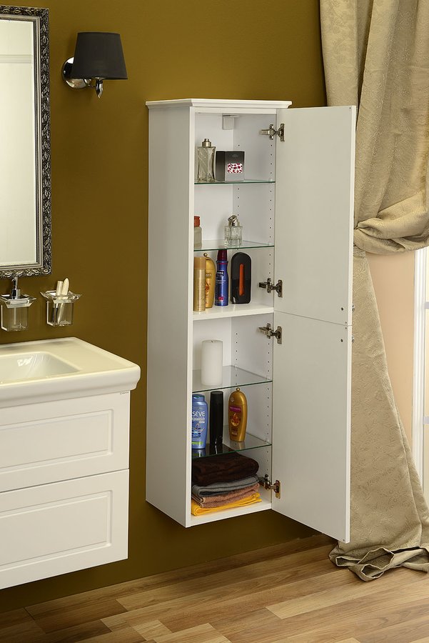 VIOLETA skříňka vysoká 35x140x30cm, pravá, bílá pololesk VI165-3131