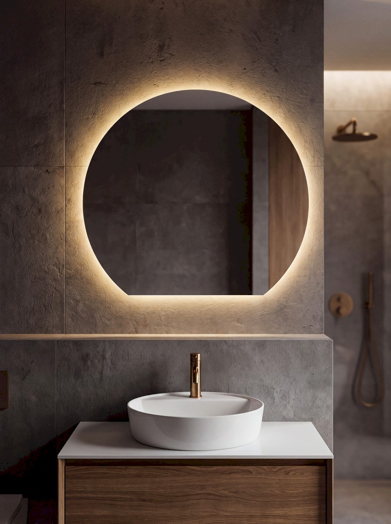 DARA CUT zrcadlo s LED podsvícením 20W, ø 100x90cm, topná fólie 34900CI