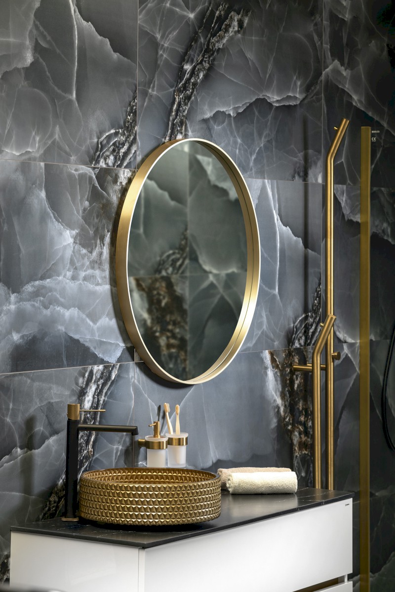 NOTION kulaté zrcadlo v rámu ø 60cm, zlato mat NT600G