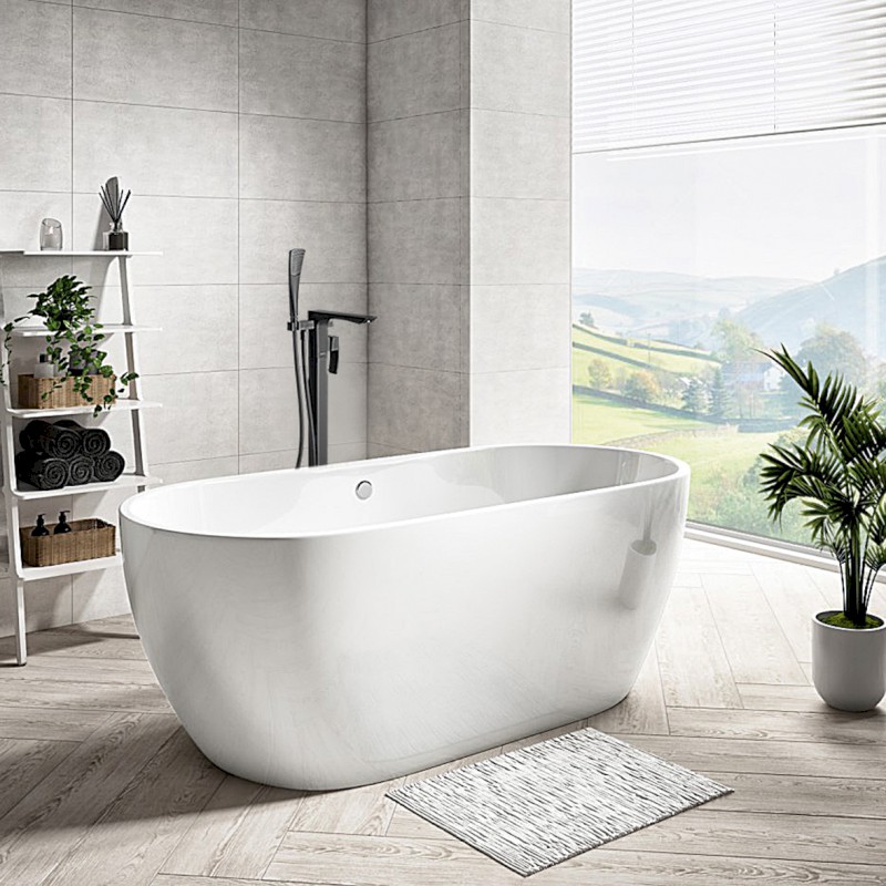 GINKO vanová baterie s připojením do podlahy, černá mat 1101-21B