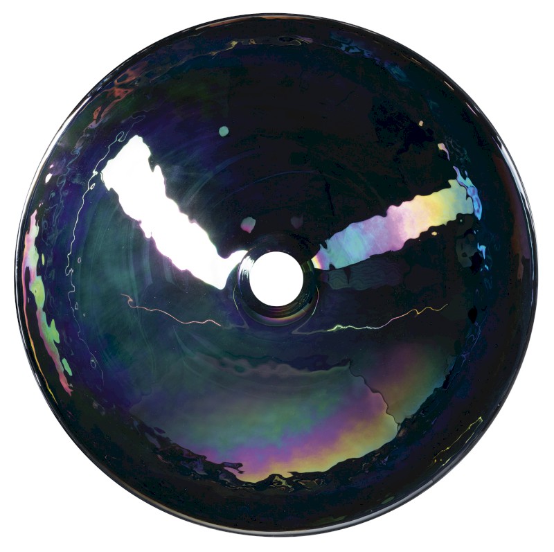 DECORA NERO MURANO skleněné umyvadlo na desku, průměr 41cm, černá YM1237