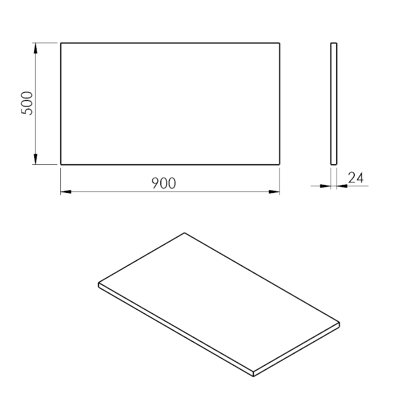 PLATO deska Rockstone 900x24x500mm, bílá mat PL090-0101