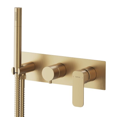 SPY podomítková sprchová/vanová baterie s ruční sprchou, 2 výstupy, zlato mat PY52/19