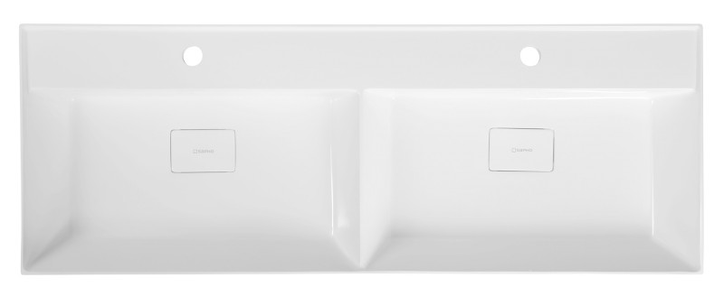 GODIVA dvojumyvadlo, litý mramor, 119x44cm, bílá GU119