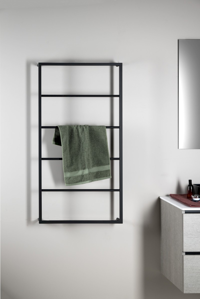 SKA nástěnný sušák ručníků 600x1150x100mm, černá mat SKA502