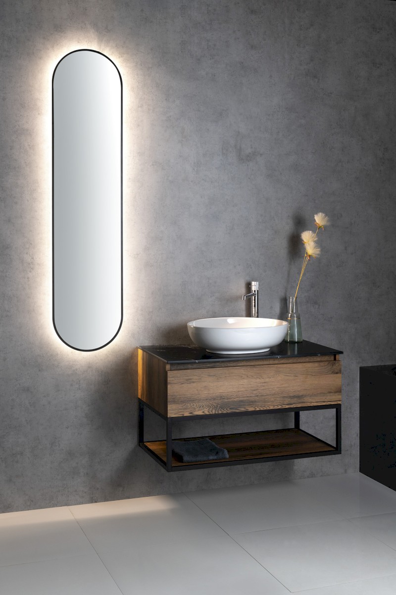 SKARA umyvadlová skříňka 70x50x45cm, černá mat/dub collingwood CG005-1919