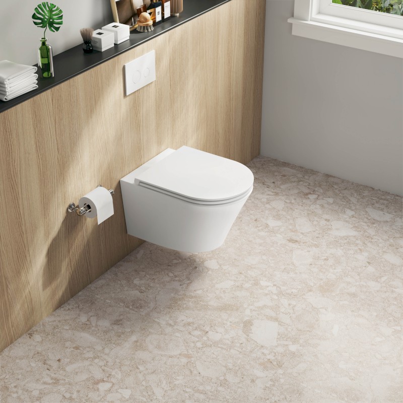 PACO SHORT závěsná WC mísa, Rimless, 36x47,5cm, bílá PZ1012SH