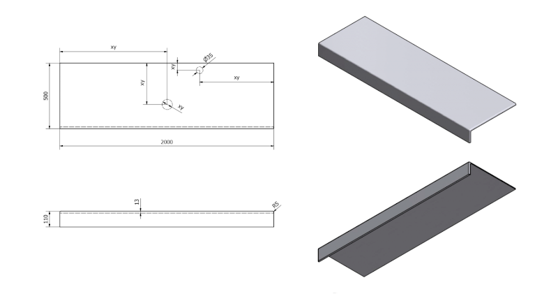 TAILOR rockstone deska 200x50 cm, provedení límce F TR200F