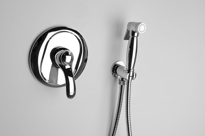 Bidetová sprška retro s hadicí a držákem spršky s vyústěním, chrom 9101