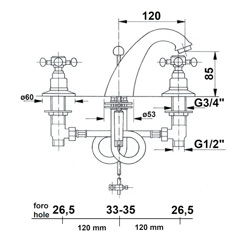 ANTEA tříprvková umyvadlová baterie s výpustí, růžové zlato 3027