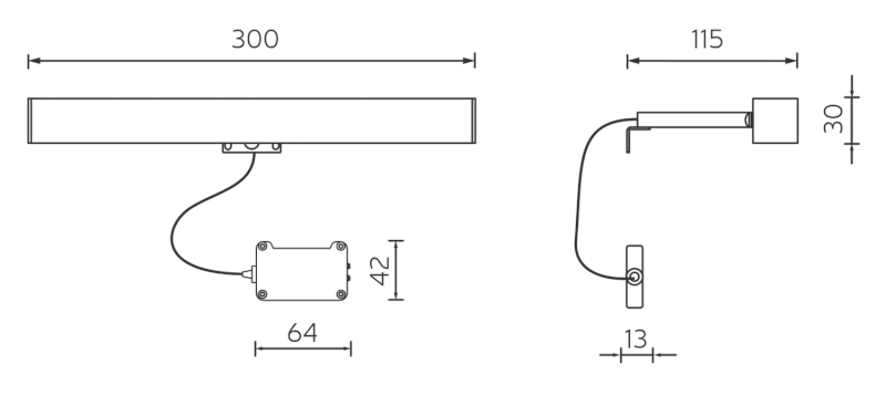 VERONICA LED svítidlo, 6 W, 300x30x115 mm, IP44, chrom E26891CI