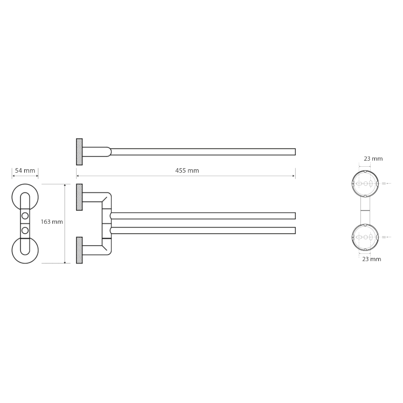 LARISSA dvojitý držák ručníků otočný 350mm, černá/zlato mat WS021BG
