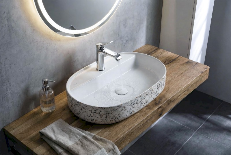 INFINITY OVAL keramické umyvadlo na desku, 60x40cm, terrazzo 10NF65060-2L-TRZ