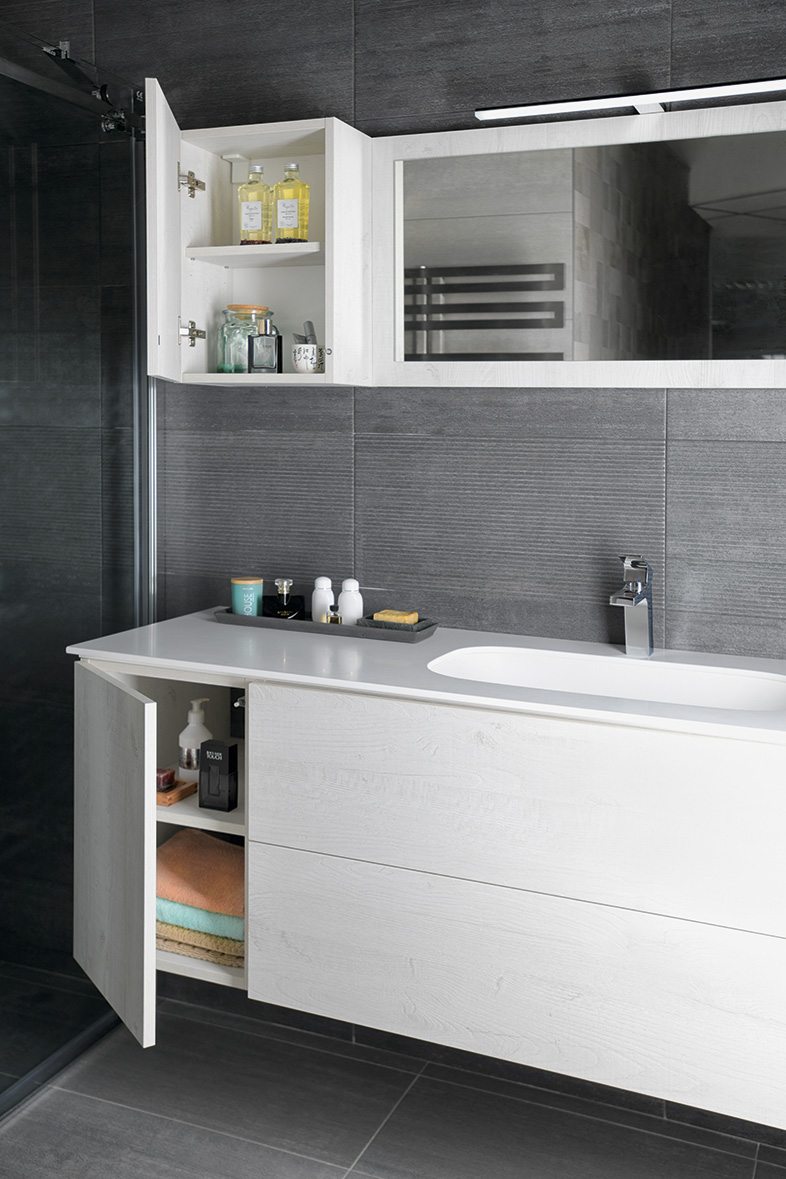 TREOS umyvadlo 131,6x51,3 cm, rockstone, levé, bílá mat TS132-0101-L