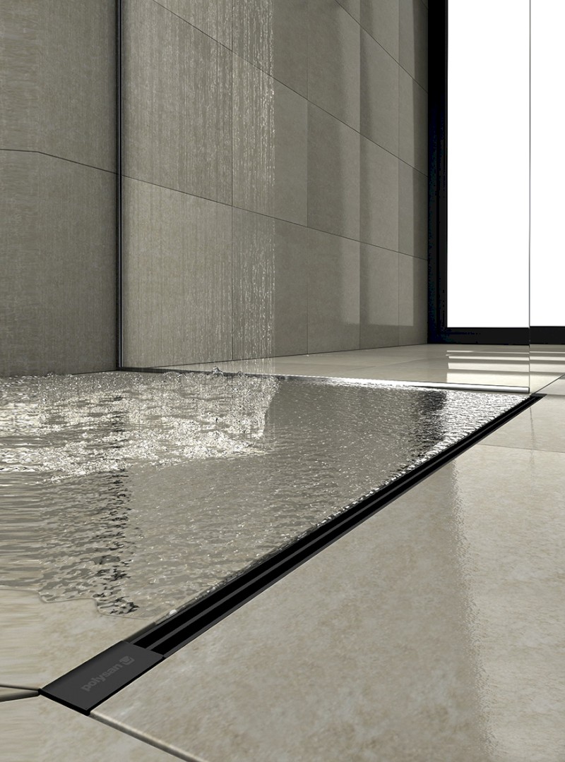 SLIM SPRING nerezový podlahový žlab s roštem, L-250-1200, DN50, černá mat SV120B