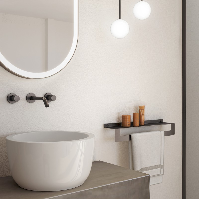 CLEO polička s držákem ručníků 500mm, gun metal 2019815