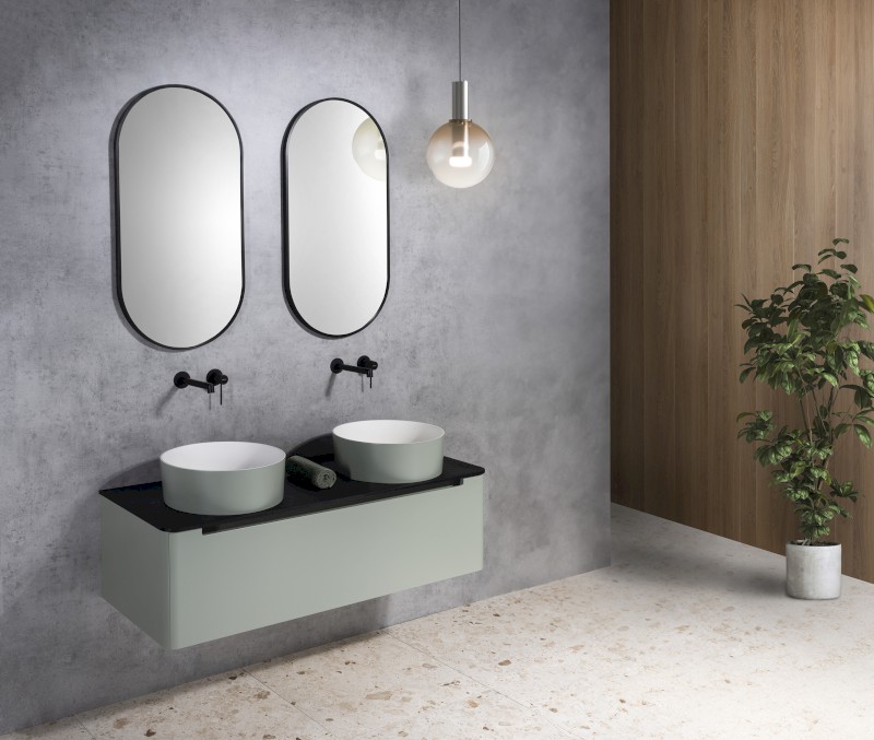 AROWANA oválné zrcadlo v rámu 45x90cm, černá mat AWB4590