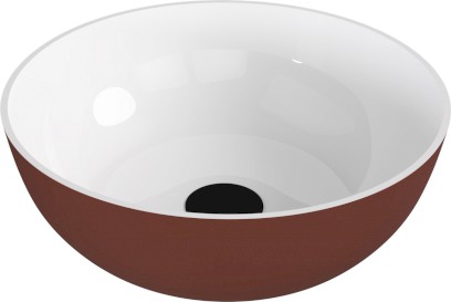 BANERA ROUND umyvadlo na desku, litý mramor, průměr 39cm, bílá/hnědá mat 14337.72