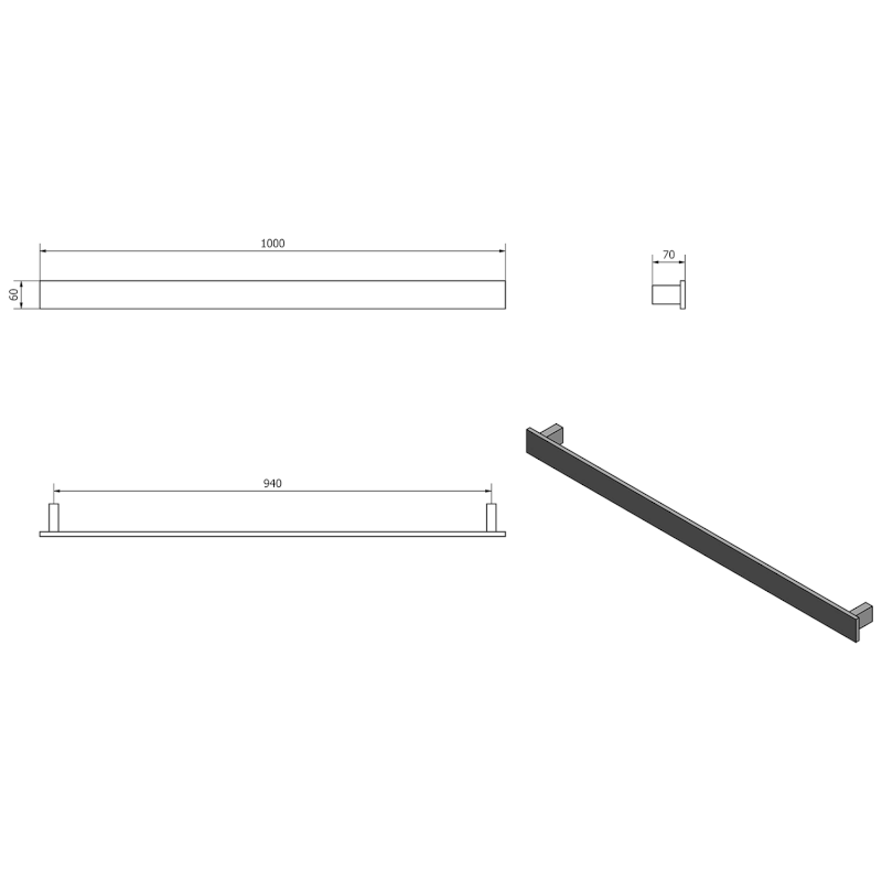 PATRON sušák osušky, 1000x60mm, bílá PX047