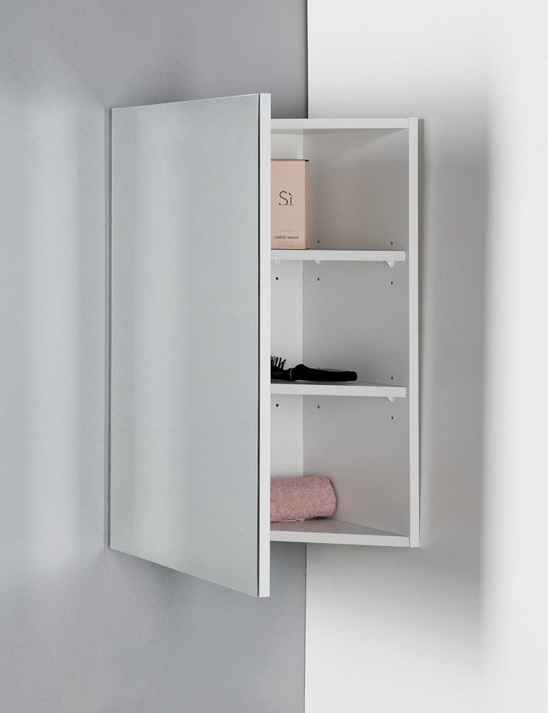 ZOJA/KERAMIA FRESH rohová zrcadlová skříňka 37x72x37cm, bílá 50352