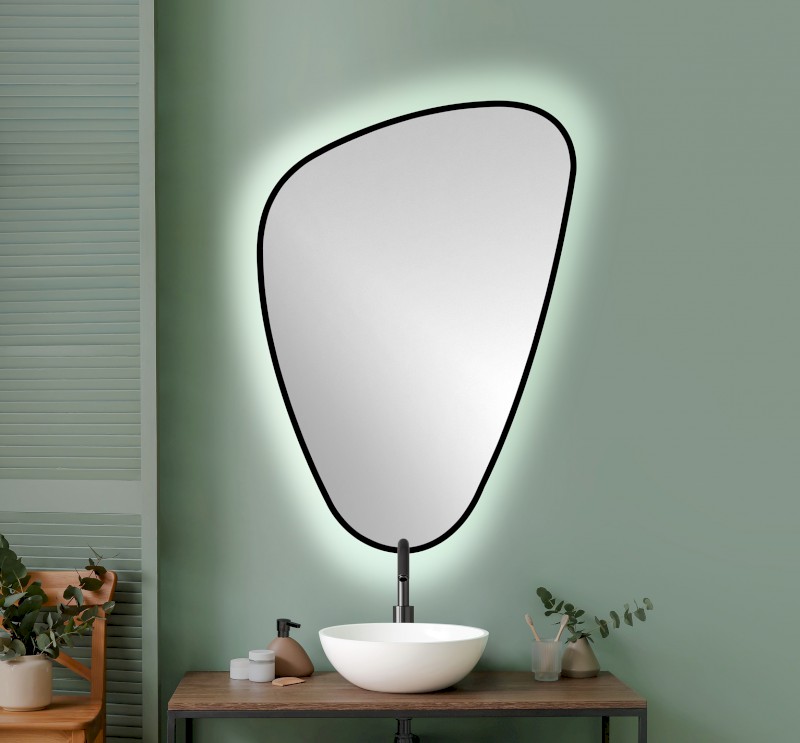 ELENA zrcadlo s LED podsvícením 20W, 68x96cm, černá mat 30574CI