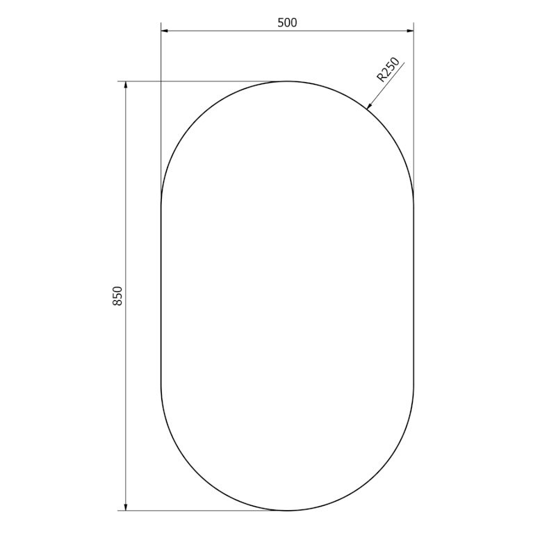 Zrcadlo s broušenou hranou oválné 50x85cm, CU free 22504
