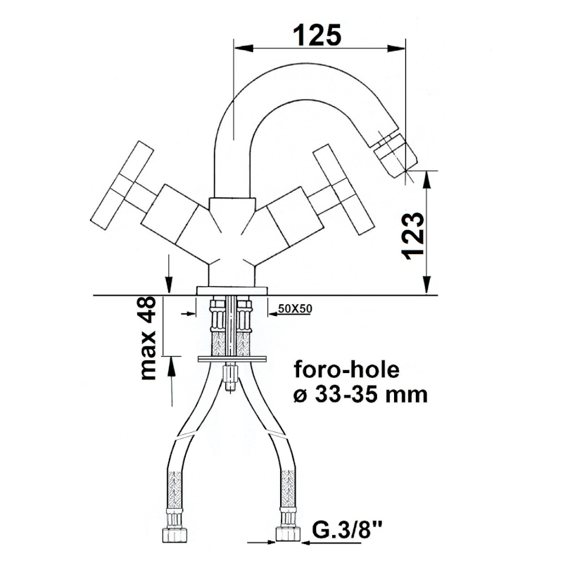 TRAX stojánková bidetová baterie, chrom 618/S