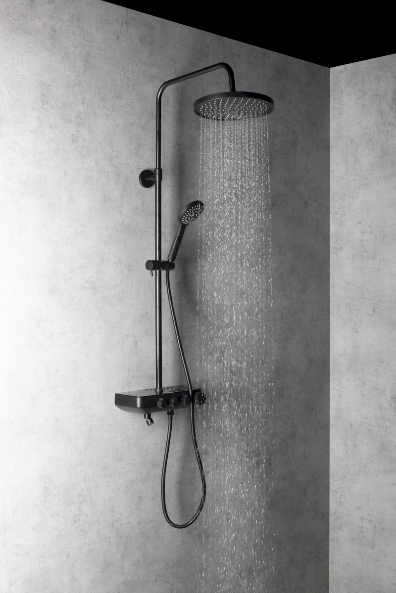 FARRAO sprchový sloup s baterií a napouštěním, černá mat SL450B