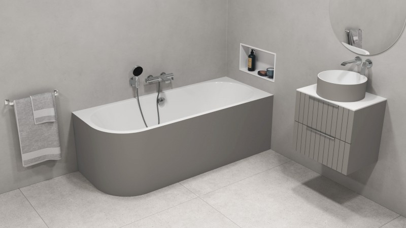 VIVA R MONOLITH asymetrická vana 180x75x60cm, bílá/agila 72129M.43