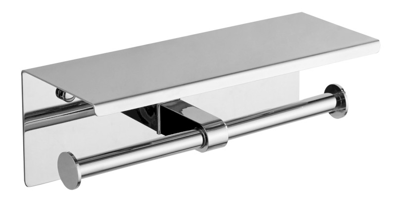Dvojitý držák toaletního papíru s poličkou 30cm, chrom UN1196C