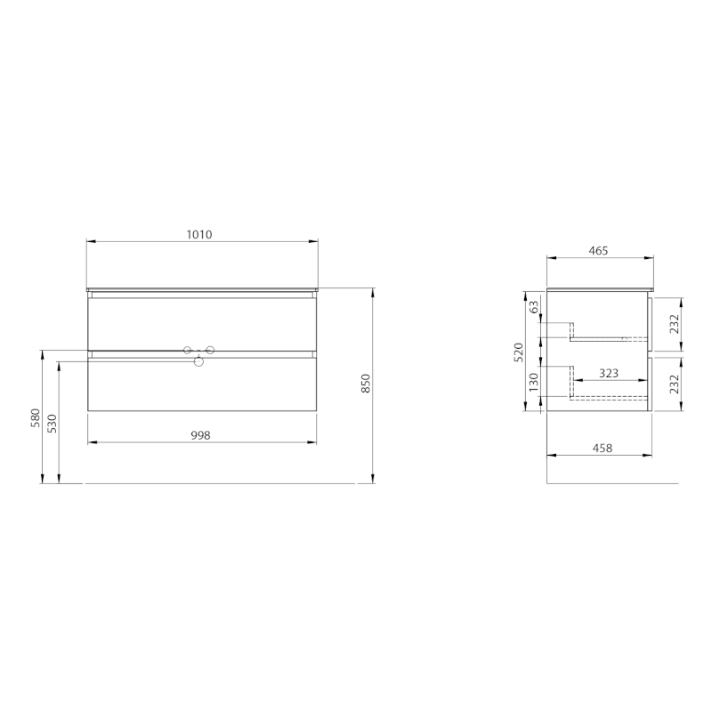 EZARA umyvadlová skříňka 99,8x52x46cm, dub alabama EZ101-2222