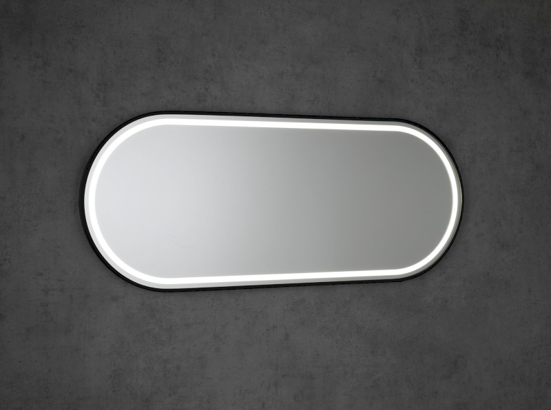 KAIRA oválné zrcadlo s LED osvětlením 120x50cm, černá mat KA500