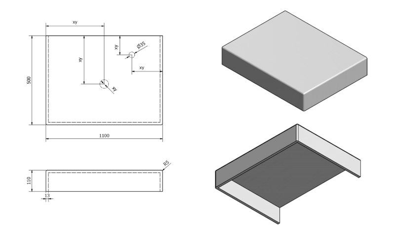 TAILOR rockstone deska 110x50 cm, provedení límce C TR110C