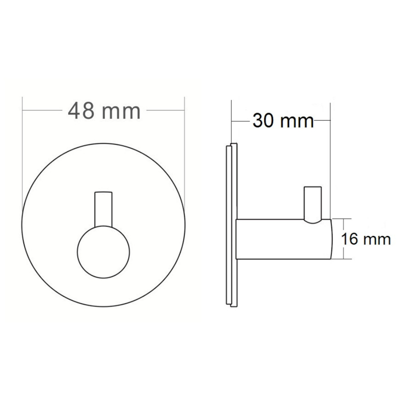 Samolepící háček, kulatý, nerez mat 32201