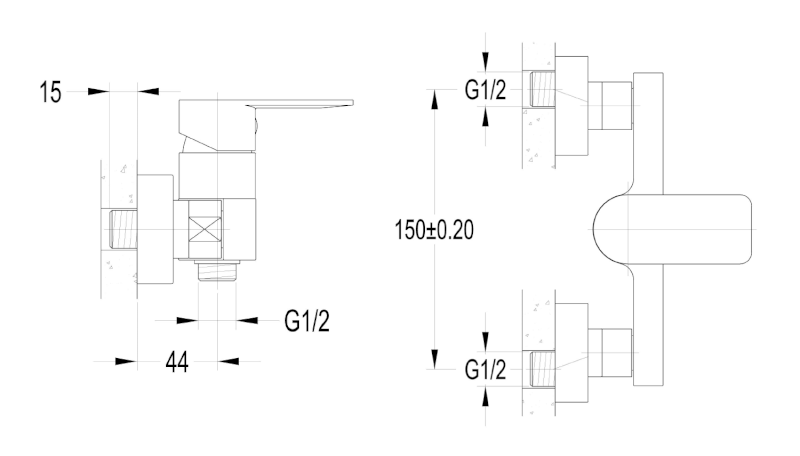 DAPHNE nástěnná sprchová baterie, chrom DH701
