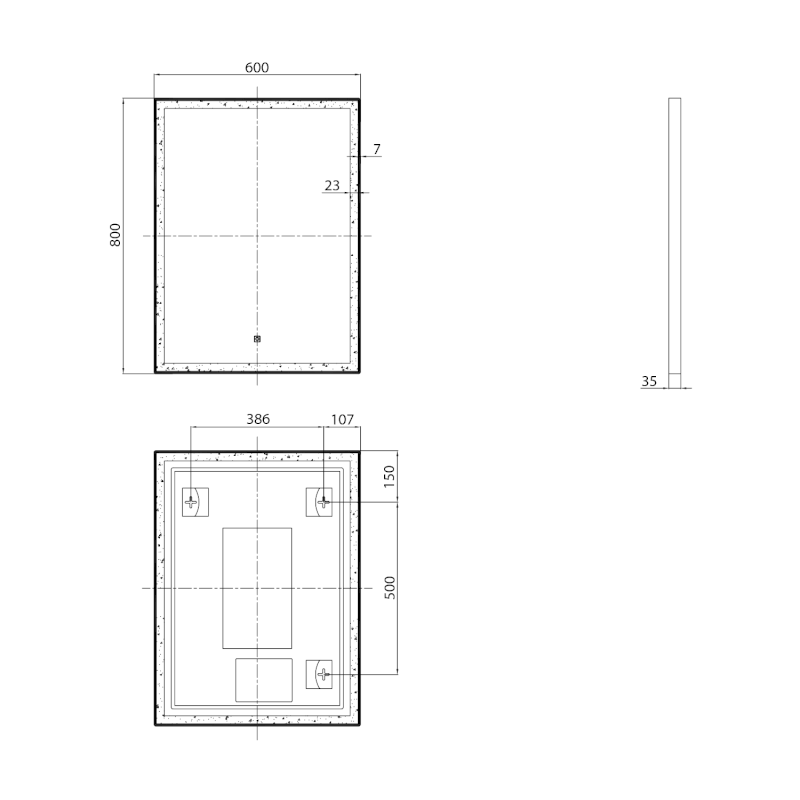 CORNA zrcadlo s LED osvětlením 60x80cm, dotykový senzor, stmívatelné, černá mat CN060