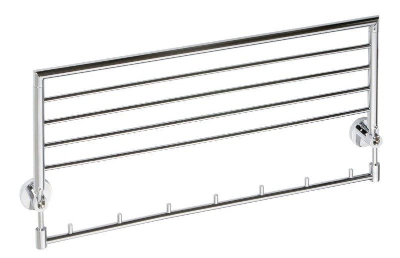 X-ROUND polička na ručníky výklopná s háčky 600mm, chrom XR422