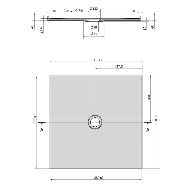 MIRAI sprchová vanička z litého mramoru do niky, 90x90x1,8cm, bílá 73185
