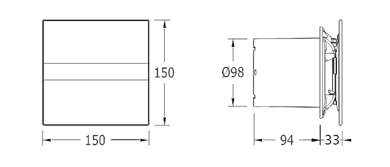 E-100 G koupelnový ventilátor axiální, 8W, potrubí 100mm, bílá 00900000
